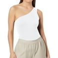 thumbnail image 1 of Women's One Shoulder Bodysuit Slim Fit Sleeveless Backless Top With Neckline, 1 of 2