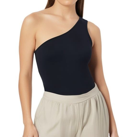 Women's One Shoulder Bodysuit, Slim Fit, Sleeveless, Backless Top with Neckline, Polyester & Spandex