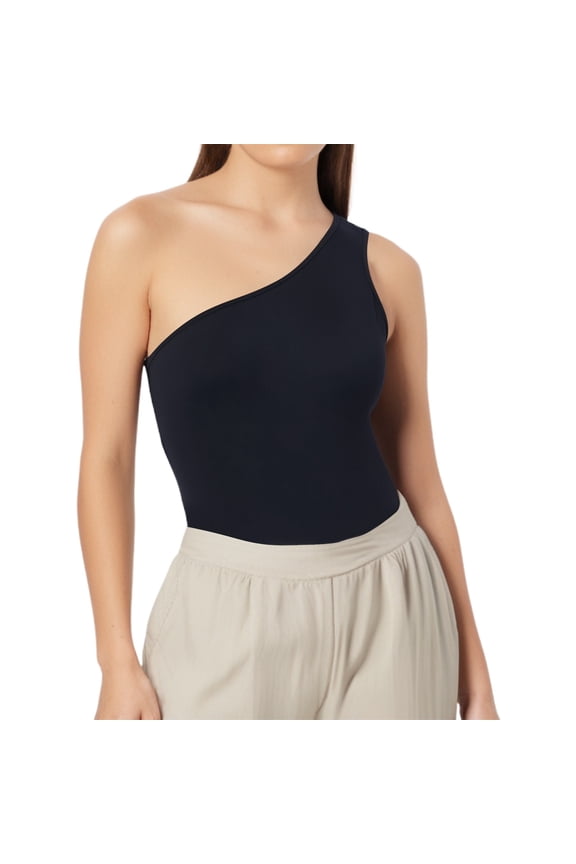 Women's One Shoulder Bodysuit, Slim Fit, Sleeveless, Backless Top with Neckline, Polyester & Spandex