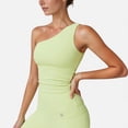 thumbnail image 1 of Women's One Shoulder Cropped Active Tank Top with Asymmetrical Neckline - Medium, Green, 1 of 7