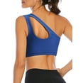 thumbnail image 1 of Women's One Shoulder Cut Out Tank Top Workout Padded Sports Bra Post-Surgery Bra Sexy Medium Support Fitness Running Bras, 1 of 6