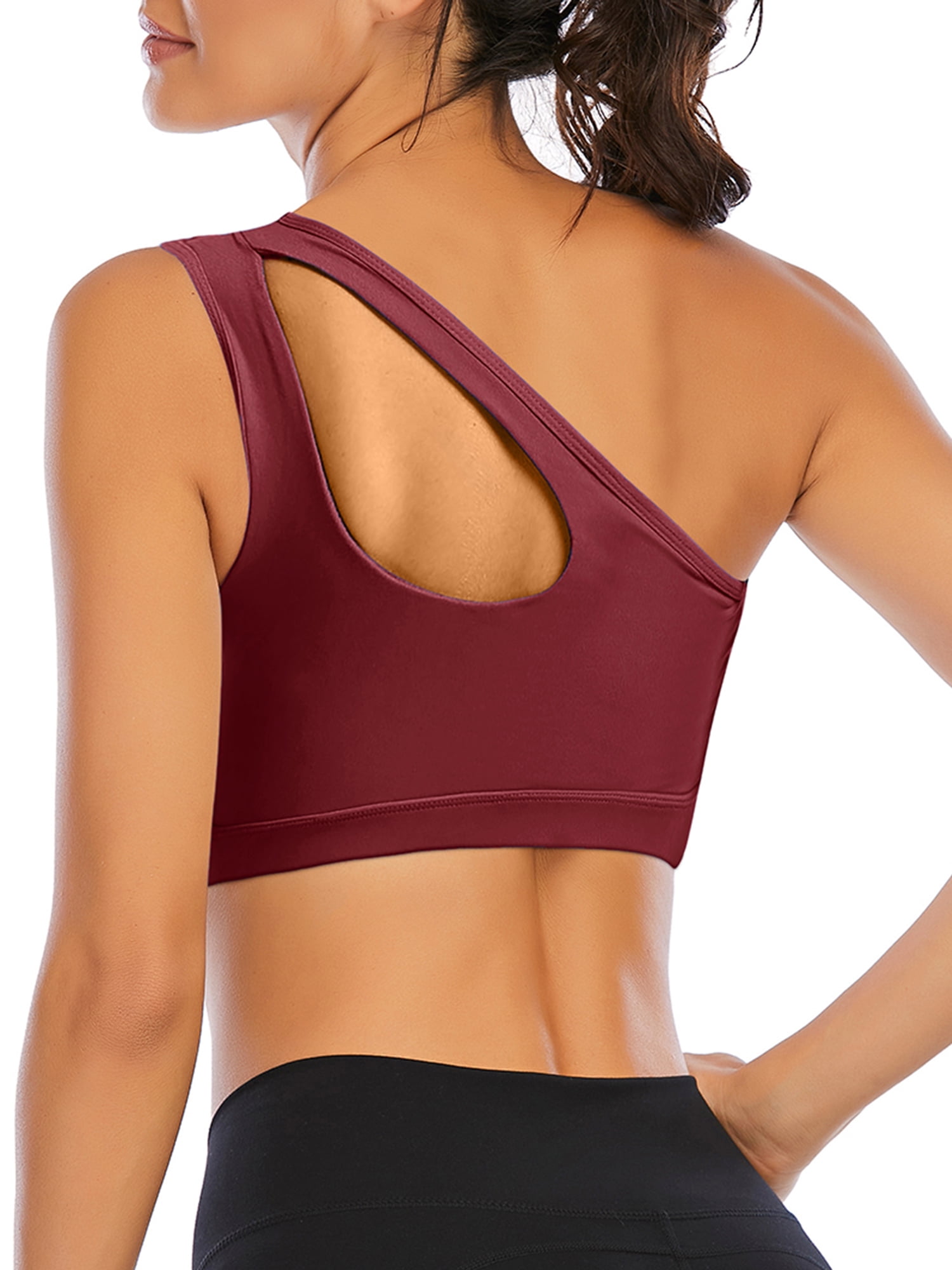 Women's One Shoulder Cut Out Tank Top Workout Padded Sports