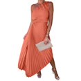 thumbnail image 1 of Women's One Shoulder Dress, Asymmetric Pleated Cocktail Party Dresses, Flattering High Waisted Accordion Ruffle Summer Wedding Guest Midi Gown, 1 of 5