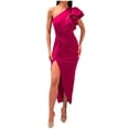 thumbnail image 1 of Women's One Shoulder Formal Dress SleevelessTwist Ruched Split Bodycon Dresses Cocktail Club Party Maxi Dresses, 1 of 6