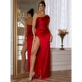 thumbnail image 1 of Women's One Shoulder Formal Evening Dress With High Side Slit And Rhinestone Embellishment Prom Dresses For Women, 1 of 7