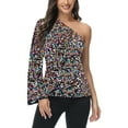 thumbnail image 1 of Women's One Shoulder Long Sleeve Sequin Party Top- XX Large, Multicolored, 1 of 6