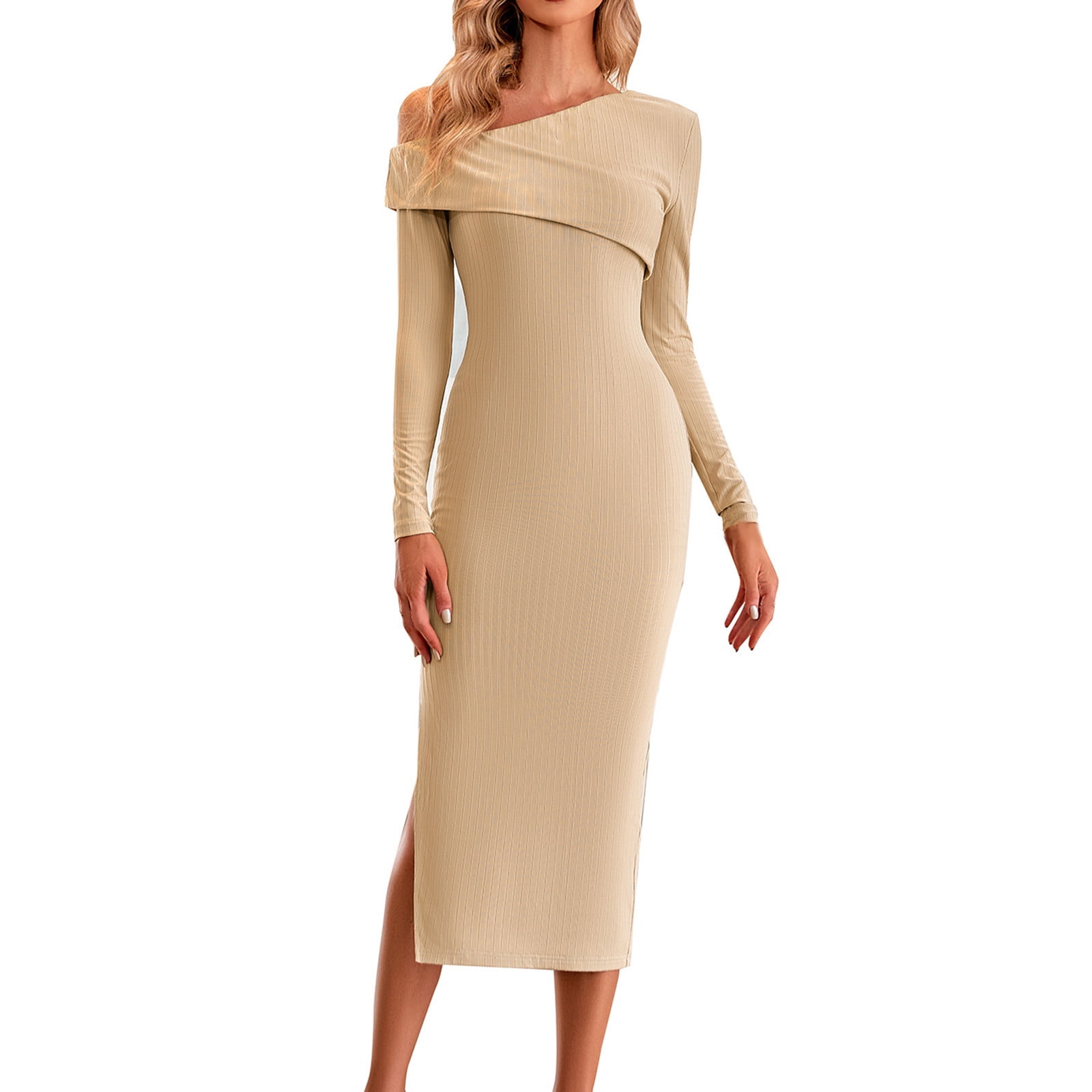 Sexy One Shoulder Long Sleeve Off Shoulder Bodycon Dress Sexy One Shoulder Long Sleeve Off Shoulder Bodycon Dress