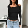 thumbnail image 1 of Women's One Shoulder Long Sleeve Top Pleated Going Out Top Slim Fit Shirt Cropped Top Thermal Underwear Set Women Thermal Shirts Men Mens Thermal Tops Soft Thermals for Women Tops Boys Thermal Shirts, 1 of 4