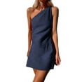 thumbnail image 1 of Women's One Shoulder Mini Dress Summer Casual Sleeveless Flowy Party Dress Comfortable Fashionable Trendy Outfit, 1 of 2