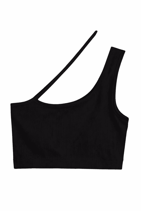 Women’s One Shoulder Ribbed Crop Top Stretch Tank - One Size Fits Most