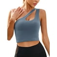 thumbnail image 1 of DODOING One Shoulder Sports Bra for Women One Strap Sports Bra Removable Padded Sports Bra with Hollow Out Design Training Yoga Active Bra, 1 of 8