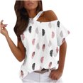 thumbnail image 1 of Women's One Shoulder T Shirts Tops Short Sleeve Boho Printed Trendy Basic Shirts Tunic Dressy Casual Beach Blouses, 1 of 5
