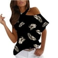 thumbnail image 1 of Women's One Shoulder T Shirts Tops Short Sleeve Boho Printed Trendy Basic Shirts Tunic Dressy Casual Beach Blouses, 1 of 5