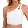 thumbnail image 1 of Women's One Shoulder Tankini Sports Bra - Keyhole Design, Adjustable Straps, Removable Pads, Full Coverage, Nylon-Spandex, Sizes S-XL, Swim/Workout, 1 of 5