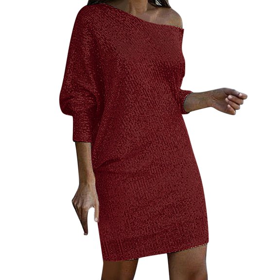Women's One Shoulder Velvet Bodycon Dress - Ruched Wrap Slit Midi Dress for Party Wedding - S-XXL Sizes