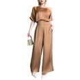 thumbnail image 1 of Women's One Shoulder Wide Leg Jumpsuit Elegant High Waist Dressy Evening Party Outfit, 1 of 7