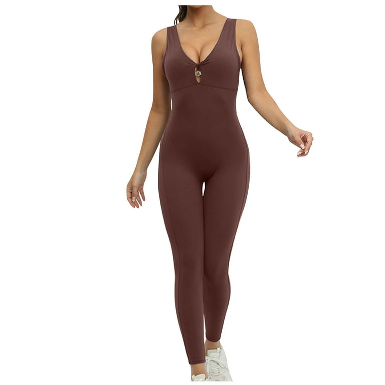 Women's One-piece Sport Yoga Jumpsuit Running Fitness Workout Tight Pants  Yoga Jumpsuits Butt Lifting Workout Romper Texture Bodysuit Sleeveless Yoga
