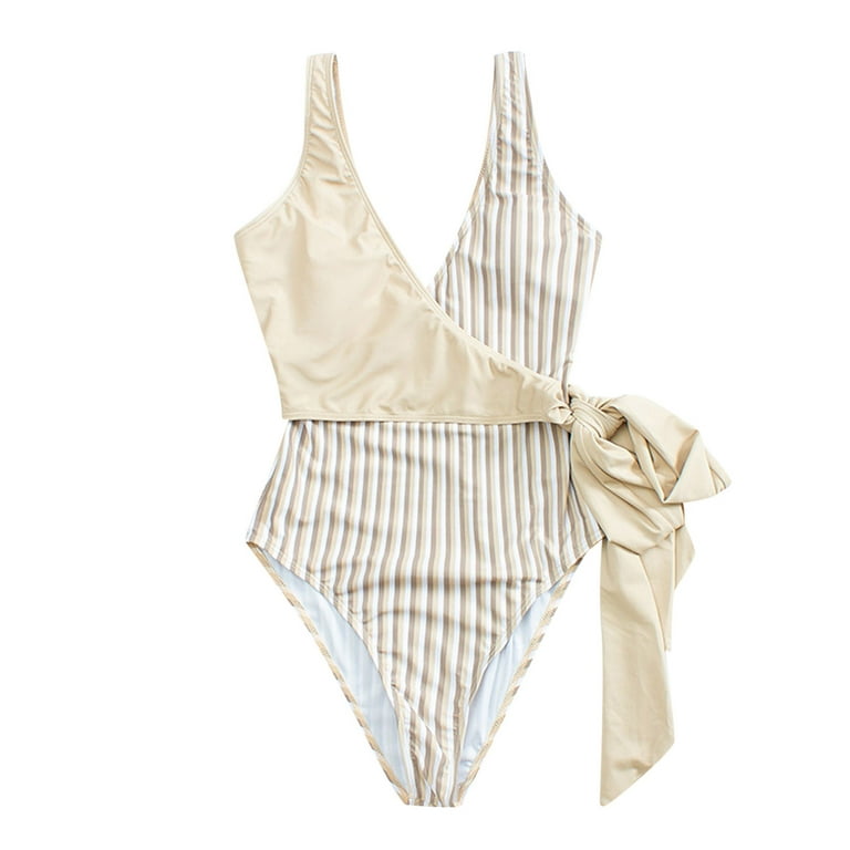 Women's One-piece Swimsuit Women's Solid Color Striped Floral