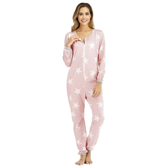 Women s Onesie Pajama Pajamas Bandage One Piece Long Sleep Romper Jumpsuit Bodycon Star Print Sleepwear Pjs Sets Soft Zip Up Thin Plus Size Cute Body