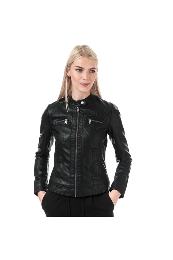 Womens Bandit Faux Leather Biker Jacket