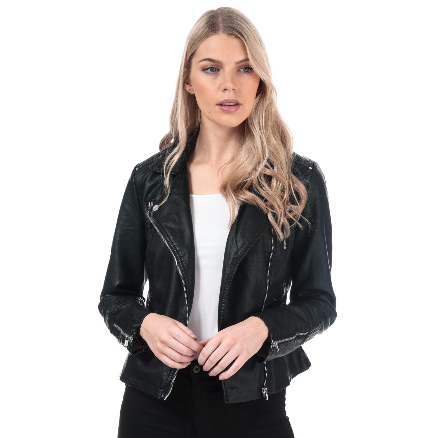 Women's Only Gemma Faux Leather Biker Jacket in Black — free download