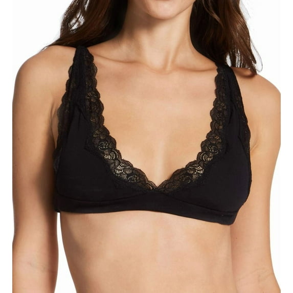 Women's Only Hearts 10022 Organic Cotton High Point Bra with Lace (Black S)