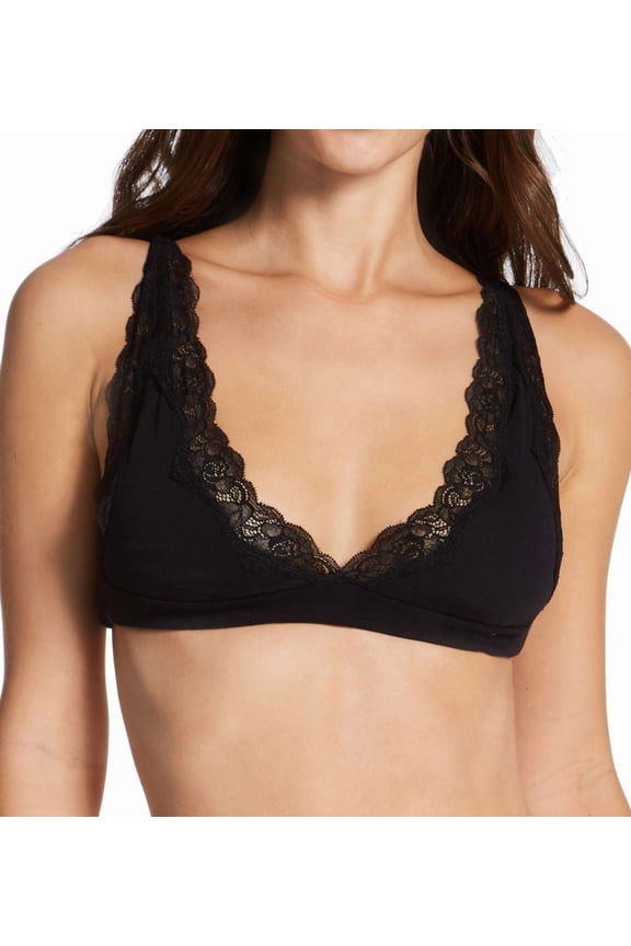 Women's Only Hearts 10022 Organic Cotton High Point Bra with Lace (Black S)