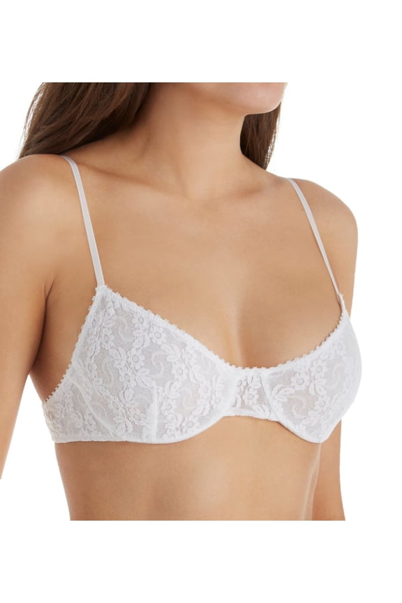 Women's Only Hearts 1317 Stretch Lace Intimates Underwire Bra (White M)