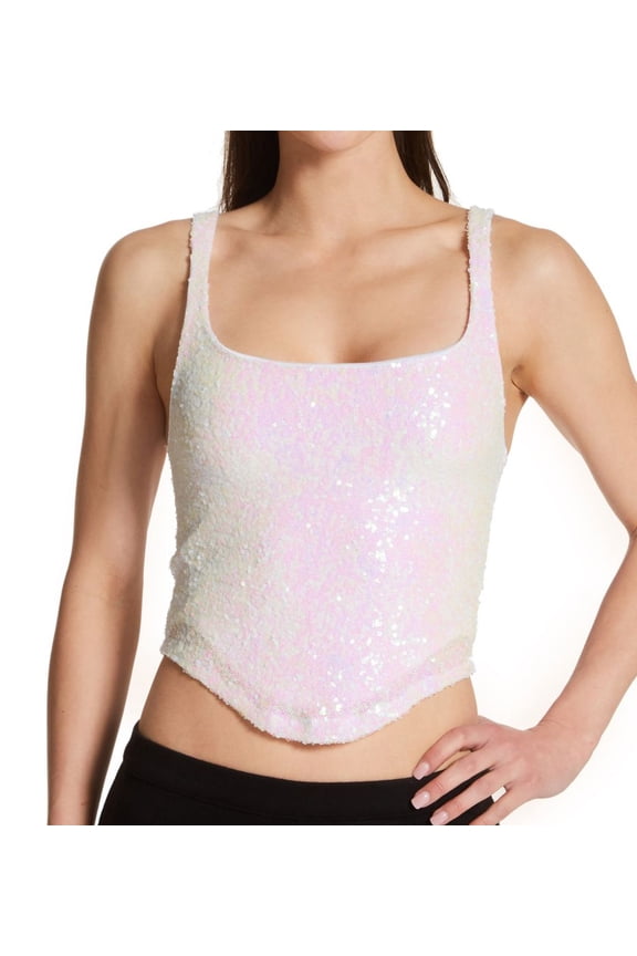 Women's Only Hearts 46183 Shine On Sequined Corset Tank (Pearl M)