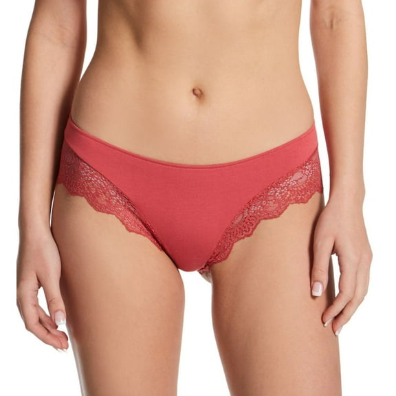 Women's Only Hearts 50819 So Fine Lace Trim Hipster Panty (Guava S)