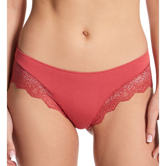 Women's Only Hearts 50819 So Fine Lace Trim Hipster Panty (Guava S)