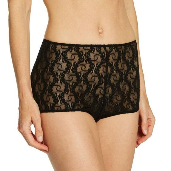 Women's Only Hearts 51719 Stretch Lace Boyshort Panty (Black L)