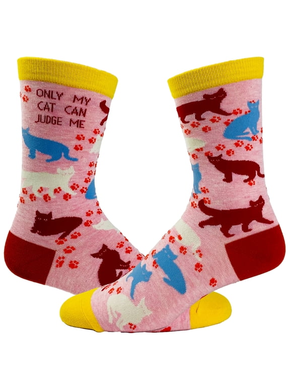 Women's Only My Cat Can Judge Me Socks Funny Pet Kitty Animal Lover Crazy Cat Lady Footwear