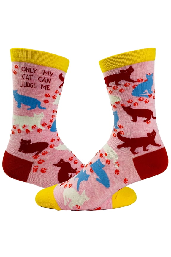 Women's Only My Cat Can Judge Me Socks Funny Pet Kitty Animal Lover Crazy Cat Lady Footwear