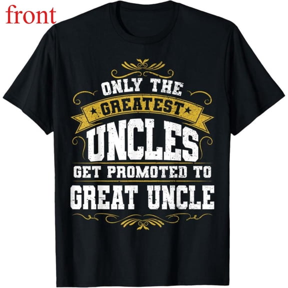 Women's "Only The Greatest Uncles Get Promoted To Great Uncle" Vintage Graphic T-Shirt Short Sleeve Round Neck Top Black S-5XL