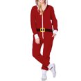 thumbnail image 1 of Women's Onsies Pajamas Sleepwear Christmas Zip-up Soft Comfy Hooded Jumpsuit Rompers Bodysuits Loungewear Nightwear, 1 of 5
