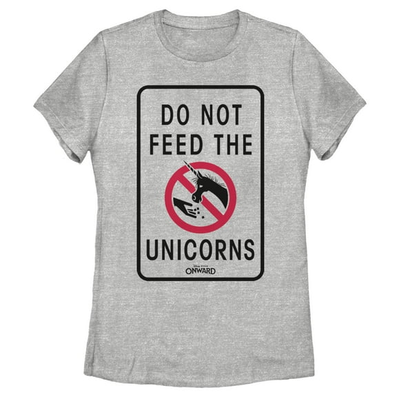 Women's Onward Do Not Feed Unicorn Warning Graphic Tee Athletic Heather Small