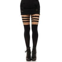 Women's Opaque Thigh High Pantyhose, Black, One Size