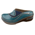thumbnail image 1 of Women's Open-Back Hand-Painted Leather Clogs - Blue - European Size 40, 1 of 7