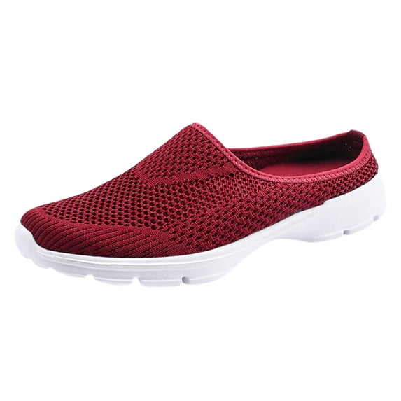 Women's Open Back Slip On Sneakers Breathable Arch Support Casual Walking Shoes Mules Sandals