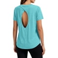thumbnail image 1 of WAGUTH Women's Open Back Workout T-Shirts Short Sleeve Round Neck Loose Fit Athletic Tops for Yoga & Gym,Light Blue,XXL, 1 of 8