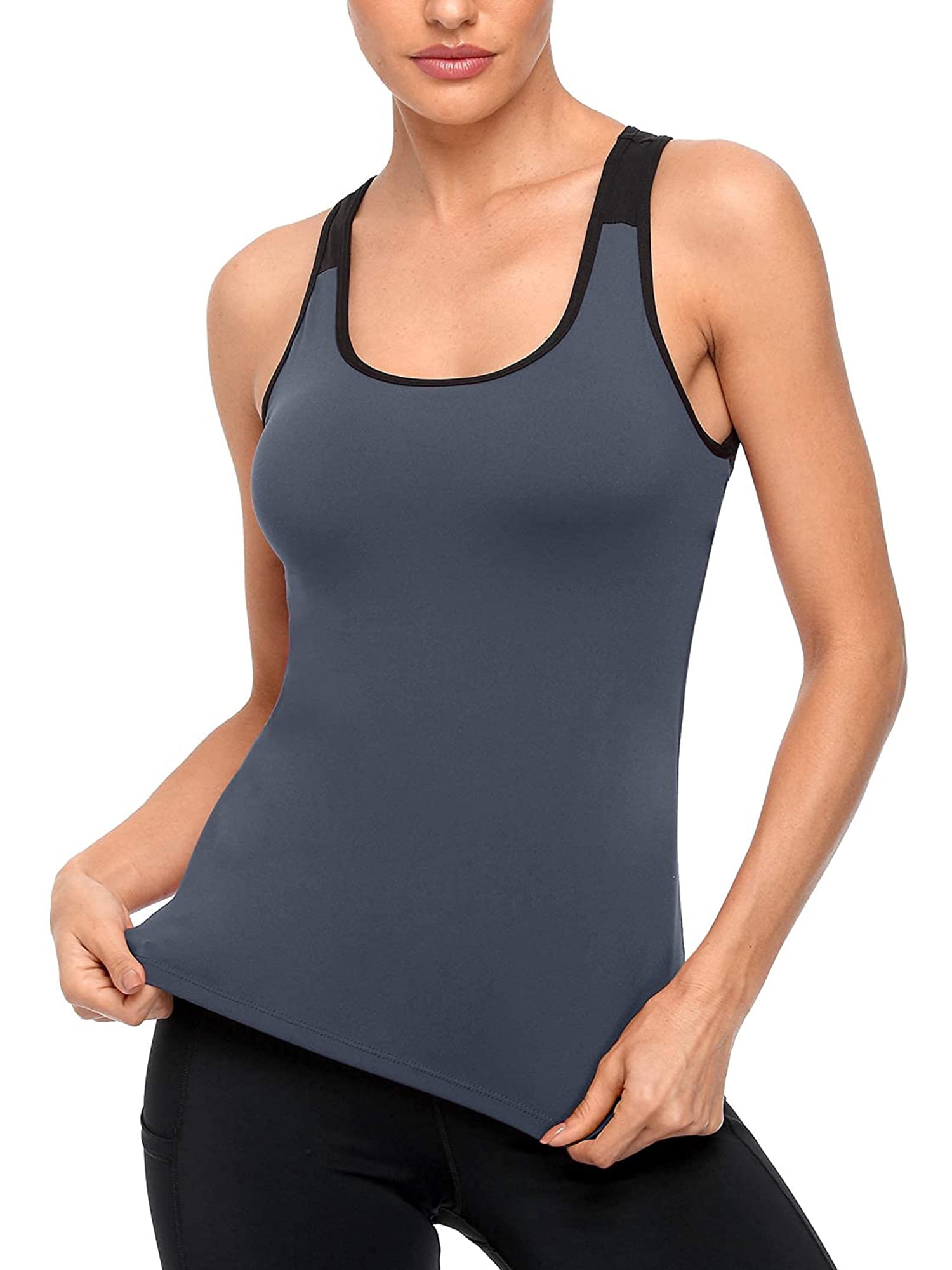 Women's Open Back Workout Tank Top with Built in Bra Athletic Yoga Running  Shirt 
