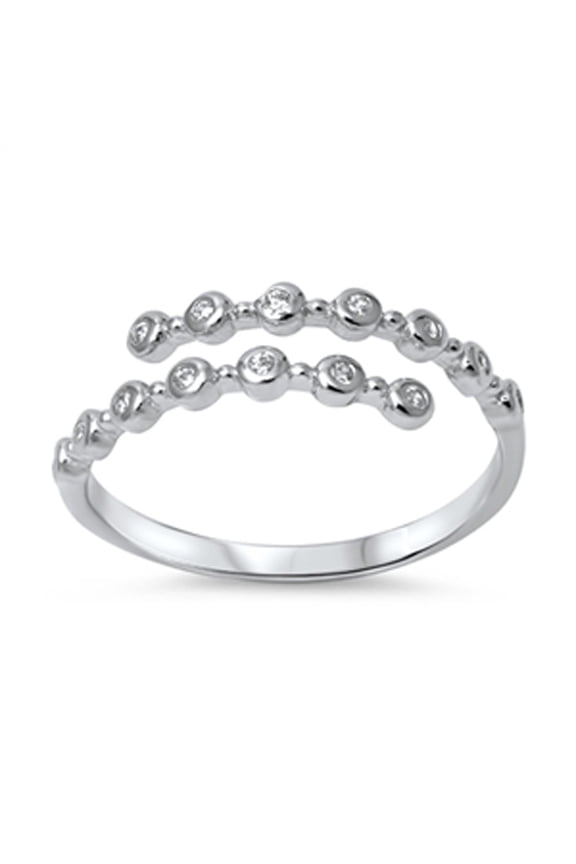 Women's Open Clear Dot Ring .925 Sterling Silver Band White Cubic Zirconia Jewelry Female Size 6