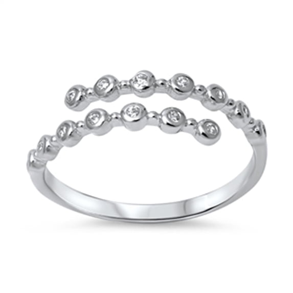 Women's Open Clear Dot Ring .925 Sterling Silver Band White Cubic Zirconia Jewelry Female Size 9
