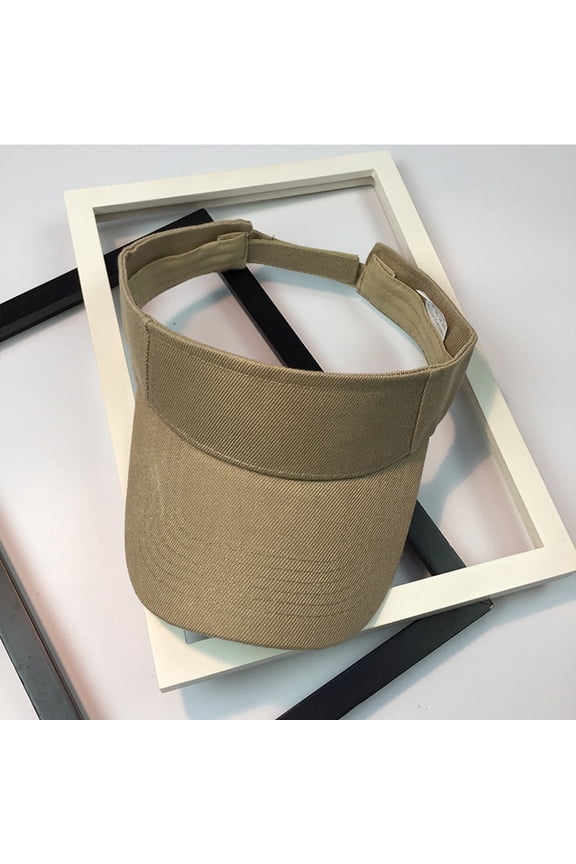 Women's Open Crown Sun Hat, Adjustable Wide Brim Visor for UV Protection, Breathable Foldable Summer Hat for Beach, Running, Gardening, Fishing and Outdoor Activities-Khaki