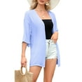 Women's Open Front 3/4 Ruffled Sleeve Lightweight Beach Chiffon Kimono