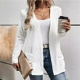 thumbnail image 1 of Women's Open Front Cardigan Lightweight Soft Knit Crewneck Cardigan Sweaters White M, 1 of 1