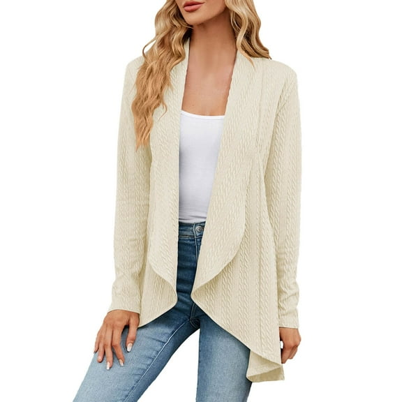 JIKNTTR Women's Open-Front Cardigan Long-Sleeve Oversize Coats Autumn Winterd Solid Color Classic Soft Breatheble Dailywears Top Knitted Coat Fashion 2024 Lightweight Clothes