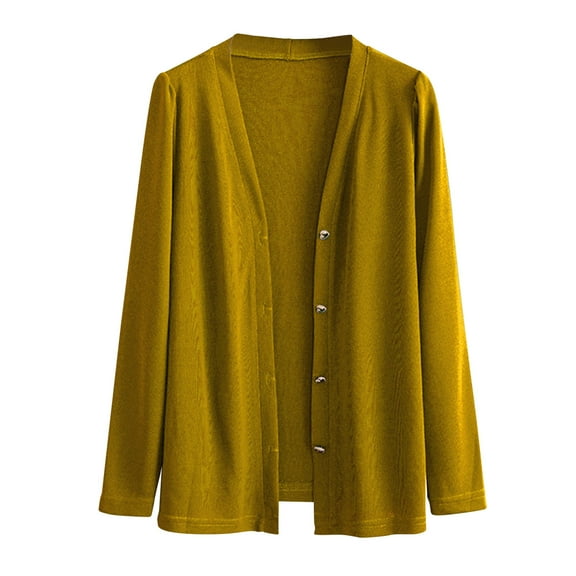 Women's Open Front Cardigan Plus Size Business Long Sleeve Button Down Outwear Casual Solid Color Fashion Loose Coat