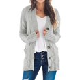 thumbnail image 1 of Women's Open Front Cardigan Sweater Casual Button Down Cable Knit Sweater Coat, 1 of 4